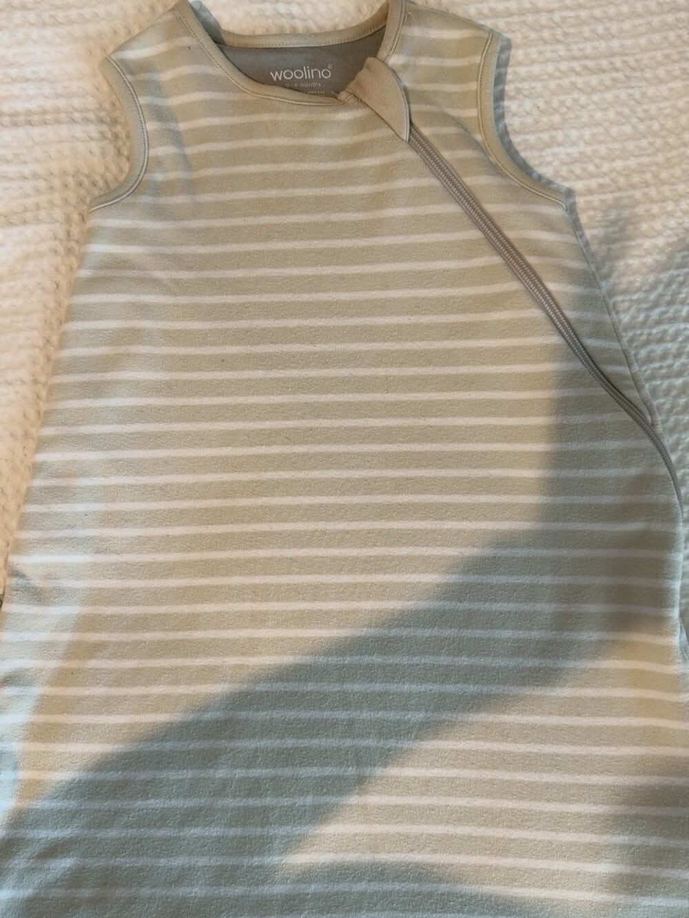 Woolino 4 Season Merino Wool Baby Sleep Sack Beige Stripe 0-6 Months